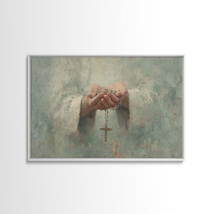 Prayerful Grace – Framed Canvas Print – Christian Art Canvas – Christian Wall Art – Christian Painting – Christian Art Work – Subtle Christ