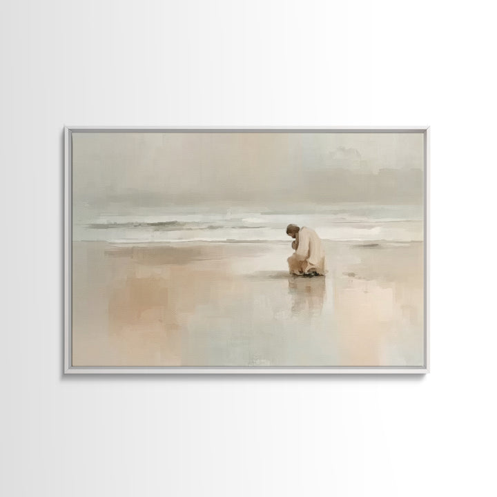 Solitary Grace, Framed Canvas Print, Christian Wall Art, Jesus Painting, Christian Art Canvas, Large Christian Art, Subtle Christian Art