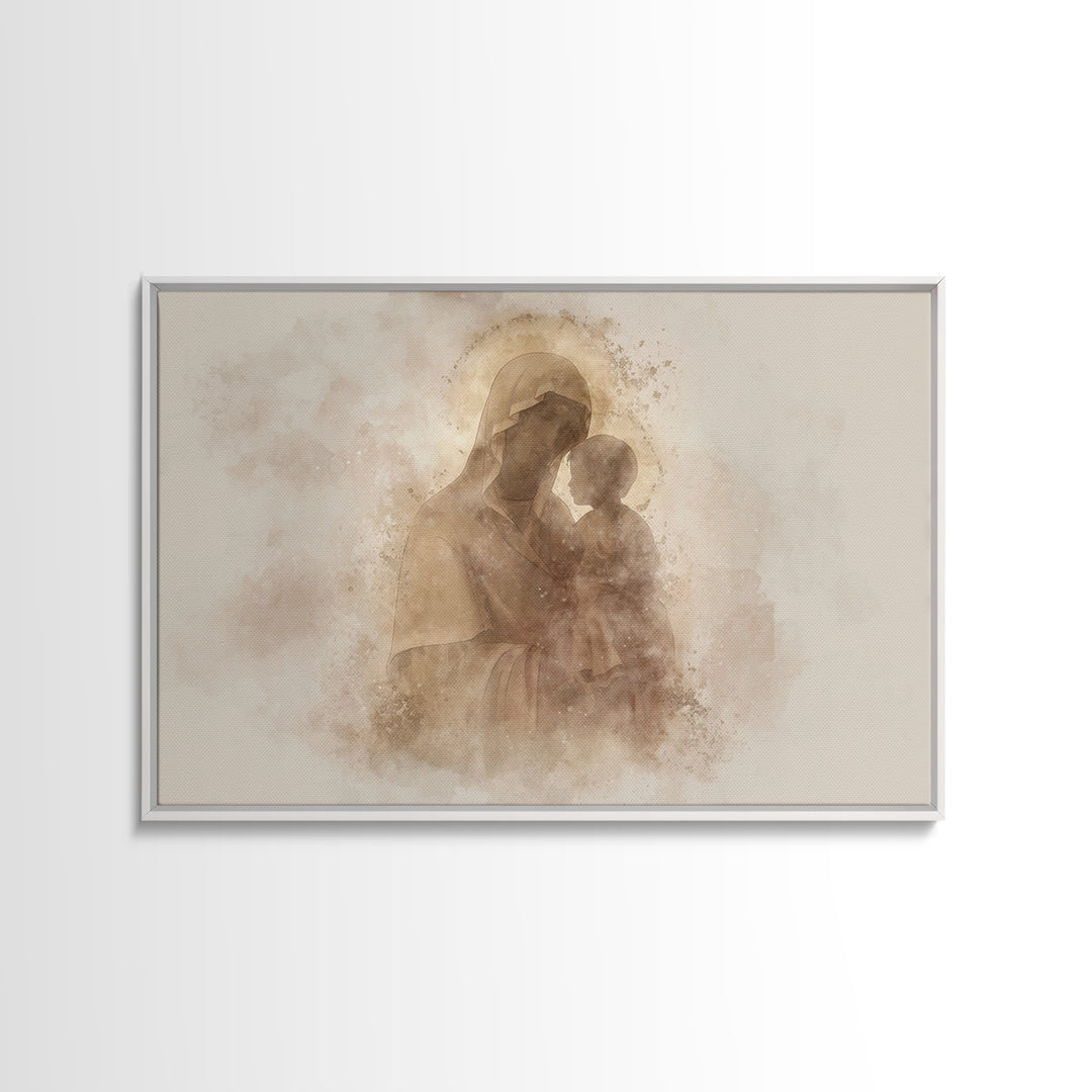 Radiant Innocence, Framed Canvas Print, Christian Wall Art, Mary And Jesus Painting, Christian Art Canvas, Large Christian Art, Modern Chri