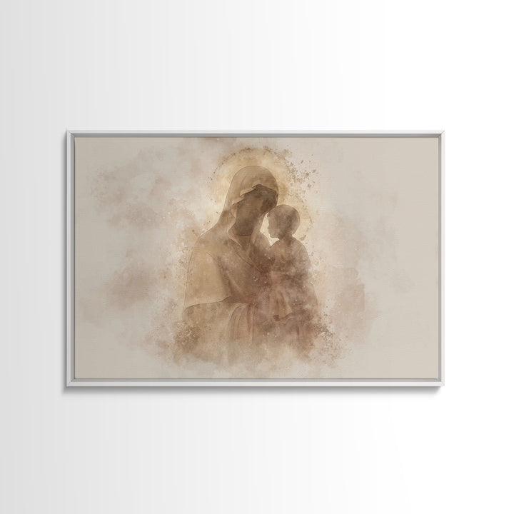Radiant Innocence, Framed Canvas Print, Christian Wall Art, Mary And Jesus Painting, Christian Art Canvas, Large Christian Art, Modern Chri