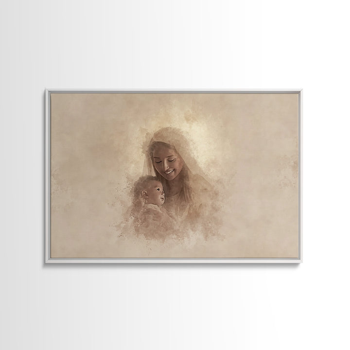 Sacred Joy | Framed Canvas Print | Christian Art Canvas | Christian Art | Christian Wall Art | Mary And Jesus Painting