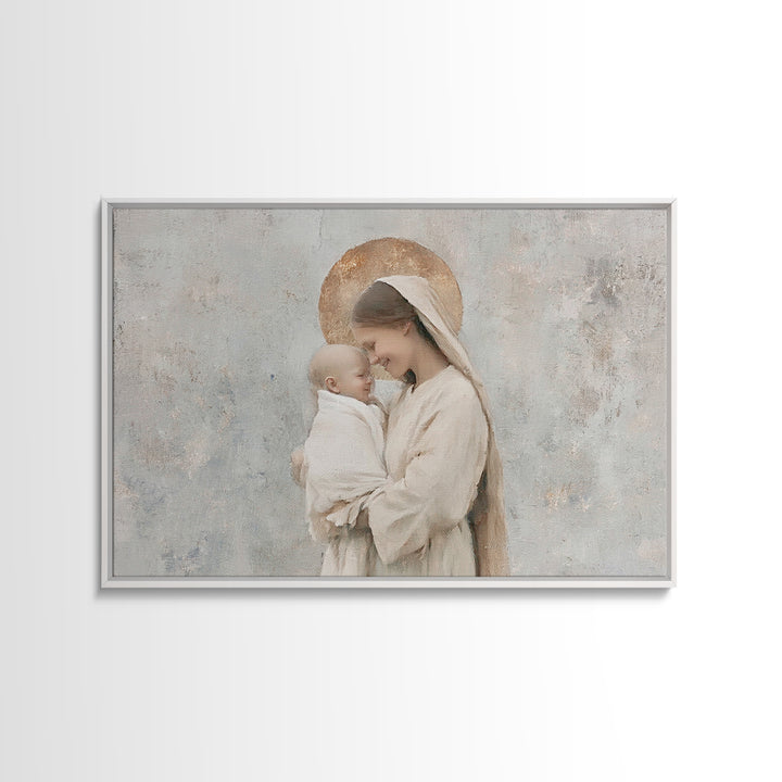 Blessed Light | Framed Canvas Print | Mary And Jesus Painting | Christian Wall Art | Christian Art | Christian Art Canvas