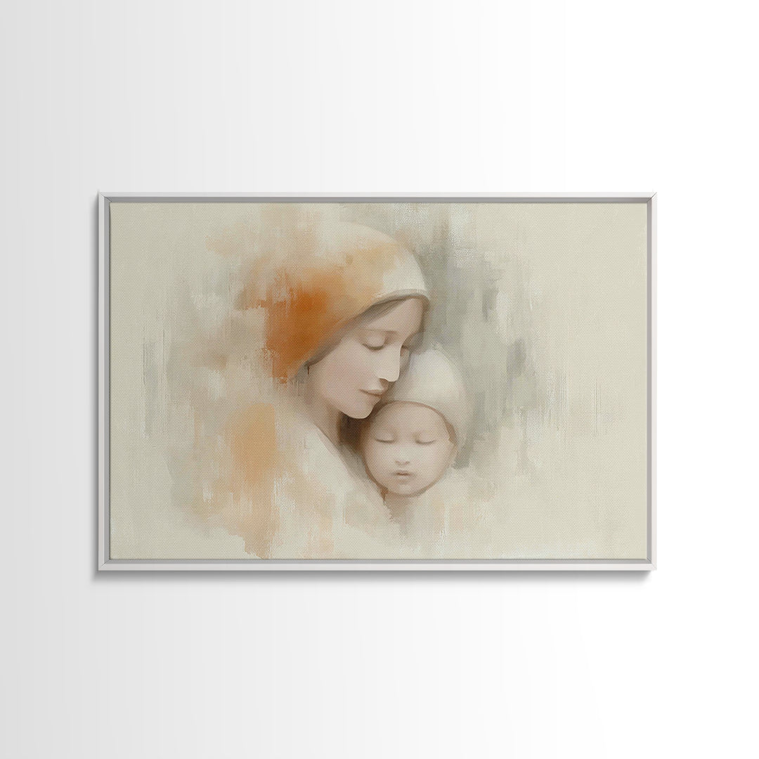 Serene Devotion | Framed Canvas Print | Christian Art | Mary And Jesus Painting | Christian Wall Art | Christian Art Canvas