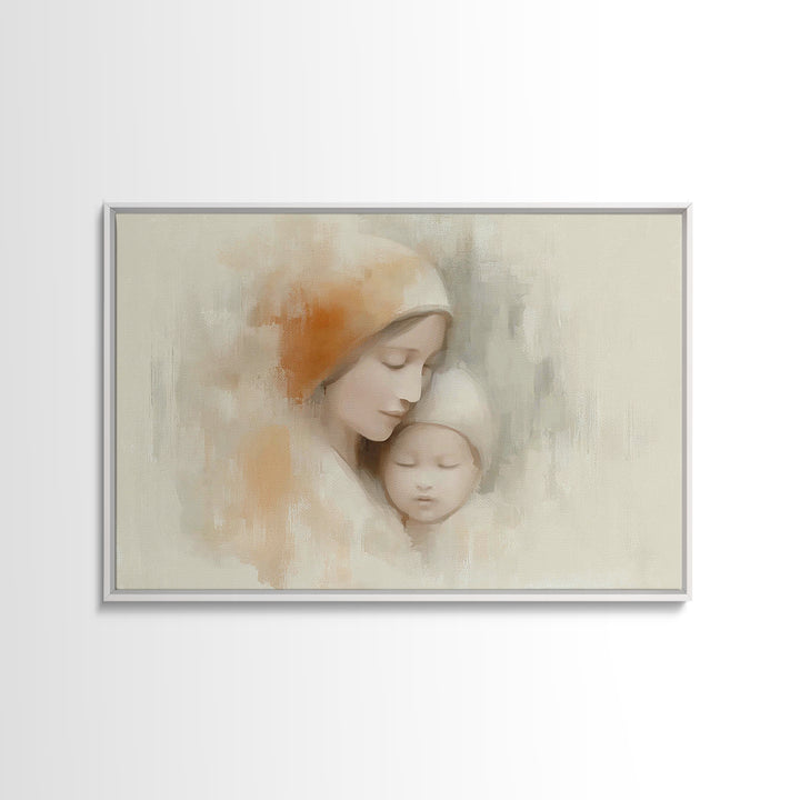 Serene Devotion | Framed Canvas Print | Christian Art | Mary And Jesus Painting | Christian Wall Art | Christian Art Canvas