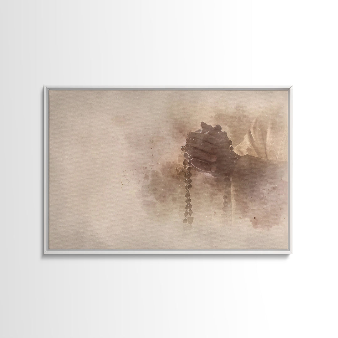 Prayerful Devotion – Framed Canvas Print – Christian Wall Art – Christian Art Canvas – Jesus Painting – Christian Gift Ideas – Subtle Chris
