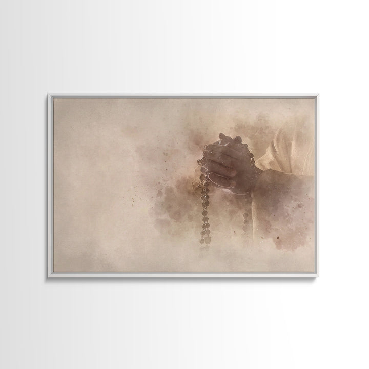Prayerful Devotion – Framed Canvas Print – Christian Wall Art – Christian Art Canvas – Jesus Painting – Christian Gift Ideas – Subtle Chris