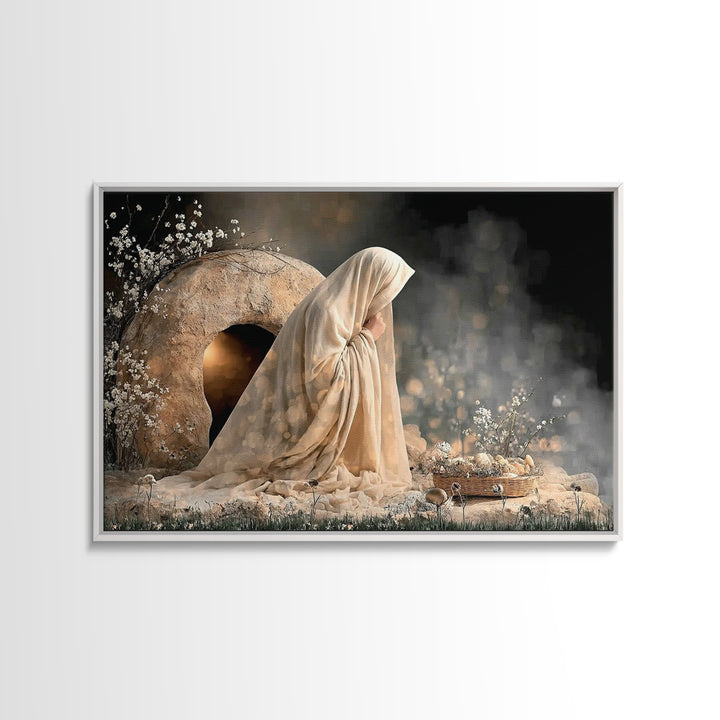 Quiet Bethlehem Night | Framed Canvas Print | Christian Wall Art | Christian Art Canvas | Mary And Jesus Painting | Christian Art