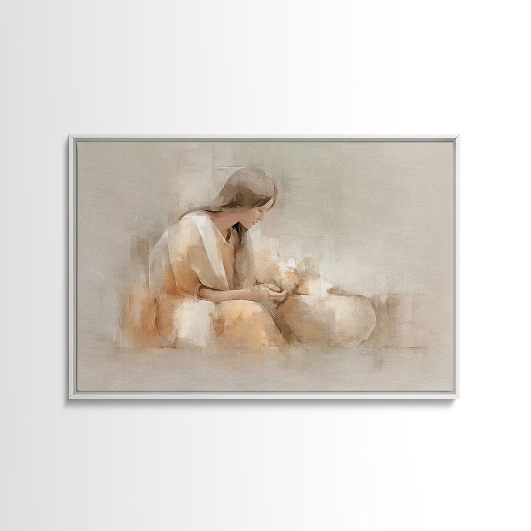 Gentle Offering Hope – Framed Canvas Print – Christian Decor – Christian Art Canvas – Christian Wall Art – Jesus Painting – Christian Gift