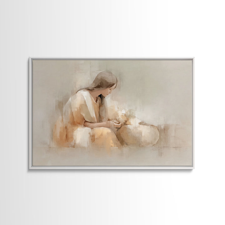 Gentle Offering Hope – Framed Canvas Print – Christian Decor – Christian Art Canvas – Christian Wall Art – Jesus Painting – Christian Gift