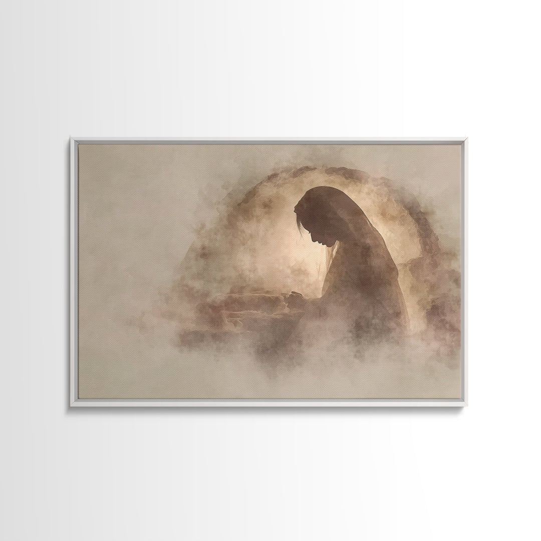 Silent Tomb Prayer – Framed Canvas Print – Christian Wall Art – Christian Gift Ideas – Christian Art Canvas – Jesus Painting – Christian De