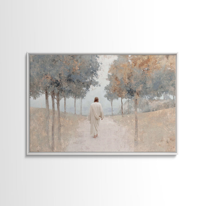 Peaceful Orchard Path – Framed Canvas Print – Christian Gift Ideas – Christian Wall Art – Christian Decor – Jesus Painting – Christian Art