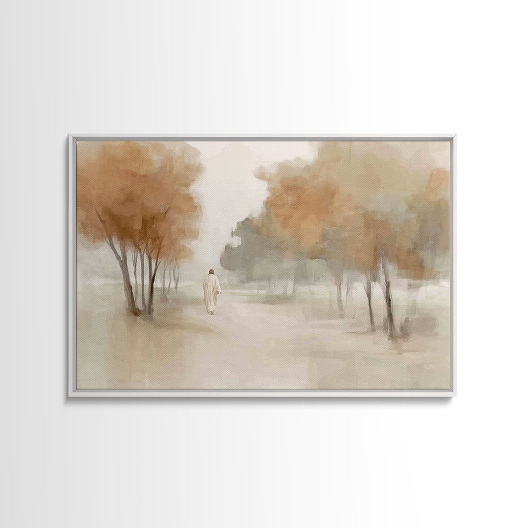 Autumn Grace Path – Framed Canvas Print – Christian Decor – Jesus Painting – Christian Art Canvas – Christian Wall Art – Christian Gift Ide