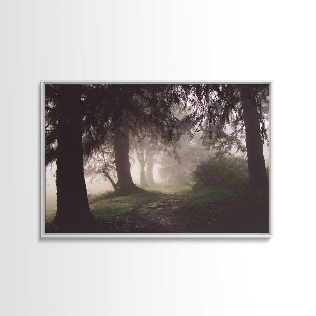 Mist Path Dawn – Framed Canvas Print – Christian Wall Art – Christian Art Canvas – Christian Gift Ideas – Christian Decor – Moody Christian