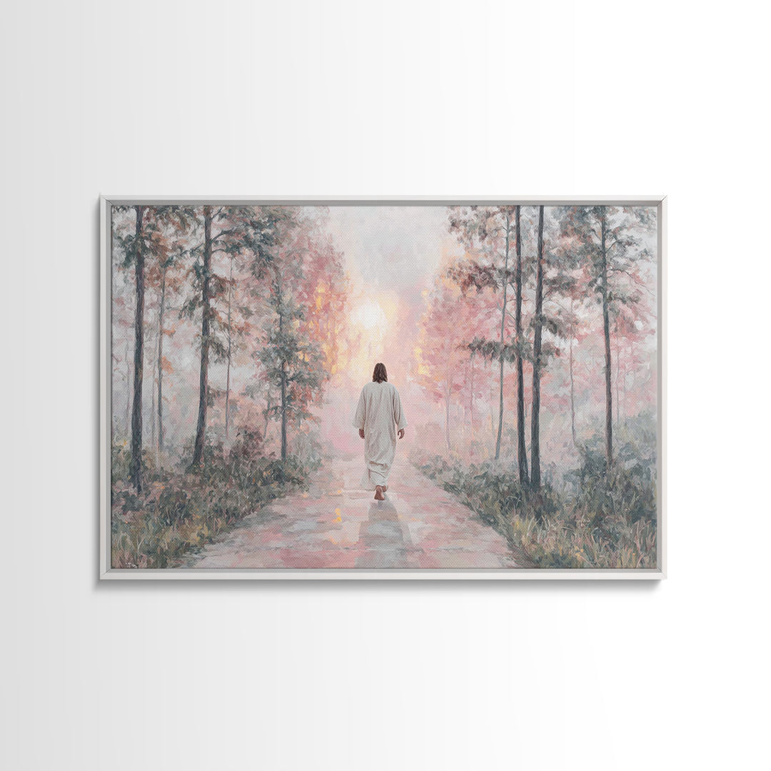 Radiant Morning Path – Framed Canvas Print – Jesus Painting – Christian Wall Art – Christian Art Canvas – Christian Decor – Christian Gift
