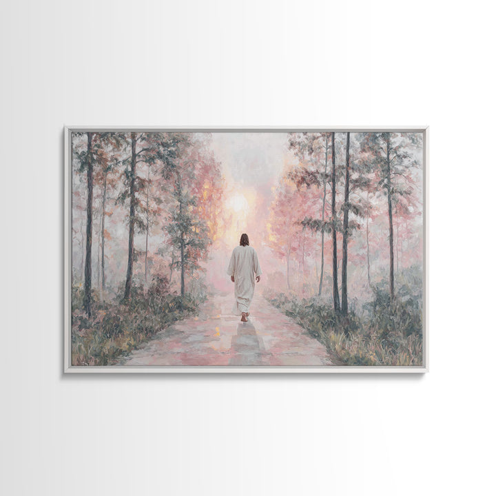 Radiant Morning Path – Framed Canvas Print – Jesus Painting – Christian Wall Art – Christian Art Canvas – Christian Decor – Christian Gift