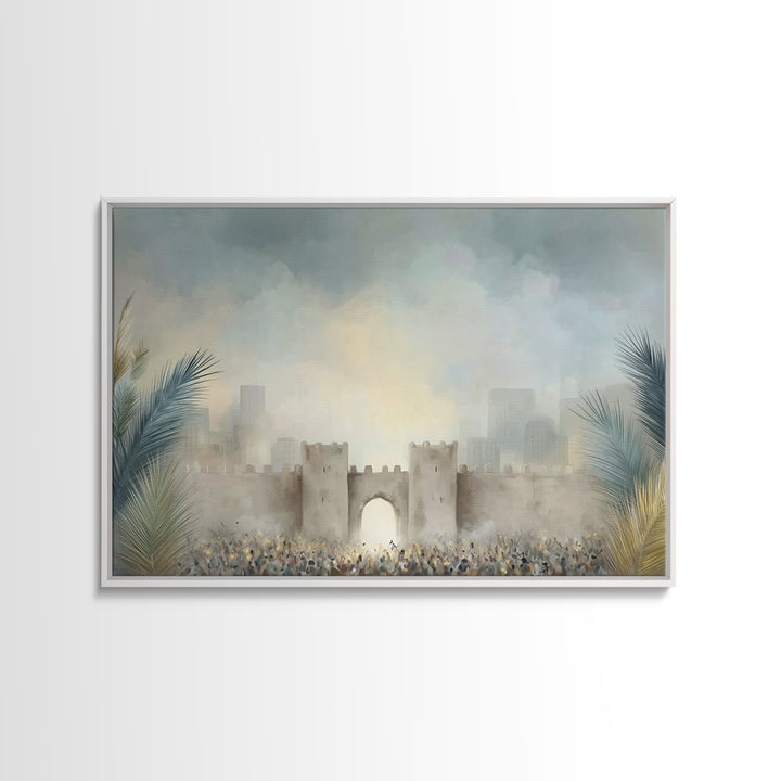 Hosanna Gathering, Framed Canvas Print, Christian Wall Art, Christian Christmas Decor, Christian Art Canvas, Jesus Painting, Christian Deco