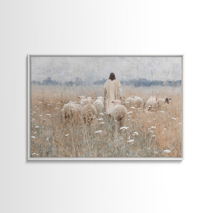 Shepherd’s Calling, Framed Canvas Print, Jesus Painting, Christian Wall Art, Christian Art Canvas, Christian Gift, Vintage Christian Art