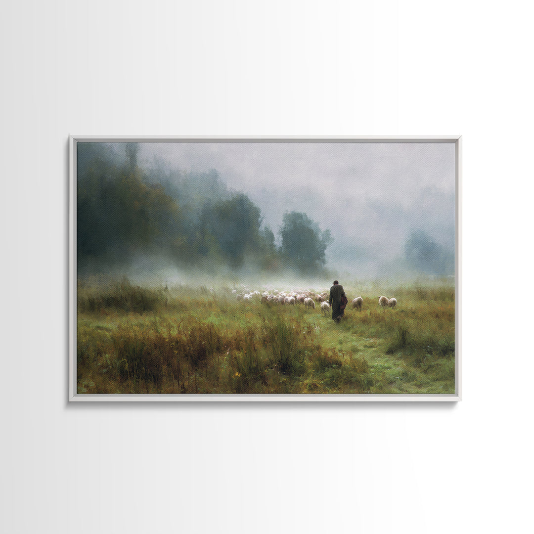 Pasture of Peace | Framed Canvas Print | Christian Art Canvas | Jesus Painting | Christian Wall Art | Christian Gift Ideas | Subtle Christi