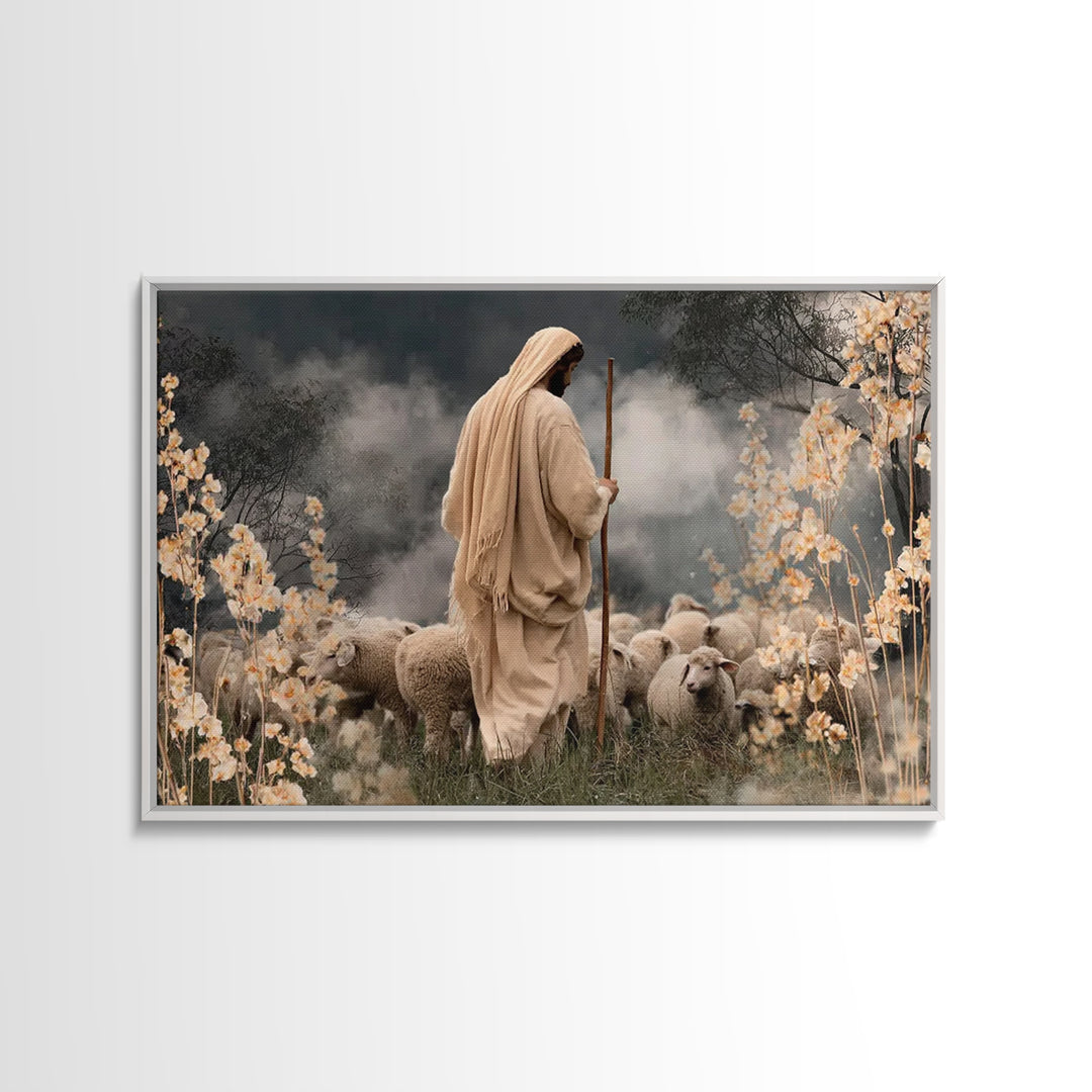 Staff Of Mercy | Framed Canvas Print | Jesus Painting | Christian Art Canvas | Christian Wall Art | Christian Art Print | Christian Gift