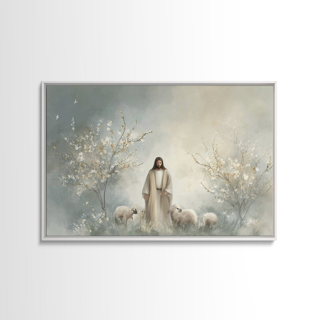 Blossoms Of Peace | Framed Canvas Print | Christian Wall Art | Jesus Painting | Christian Art Canvas | Modern Christian Painting | Christia