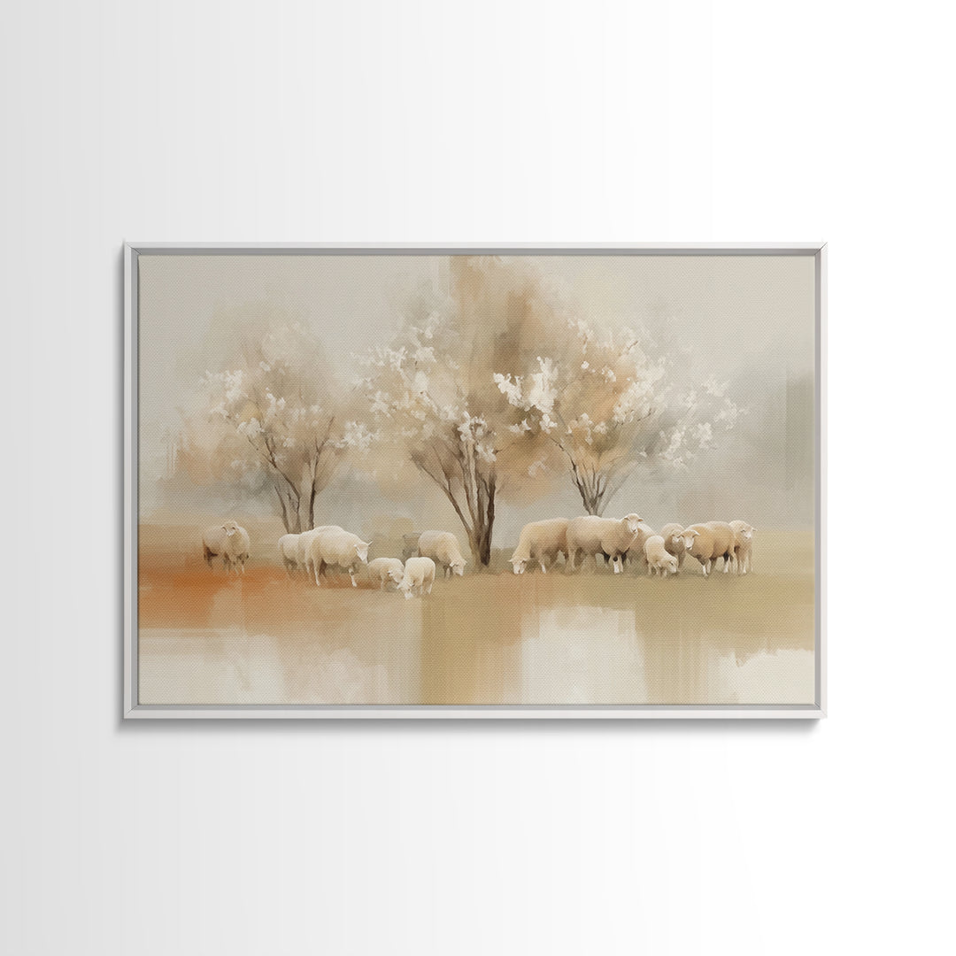 Pasture Blossoms – Framed Canvas Print – Christian Wall Art – Christian Art Canvas – Christian Painting – Subtle Christian Art – Christian