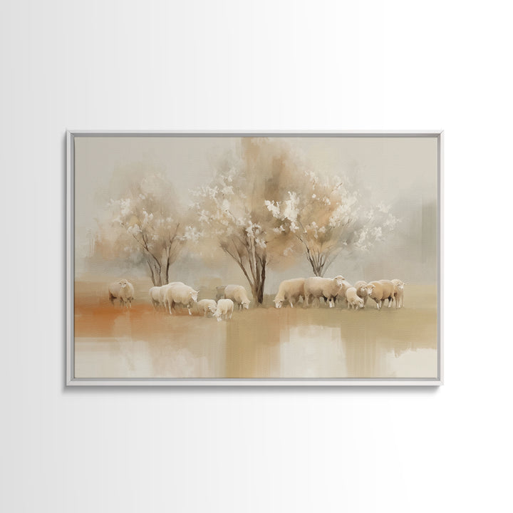 Pasture Blossoms – Framed Canvas Print – Christian Wall Art – Christian Art Canvas – Christian Painting – Subtle Christian Art – Christian