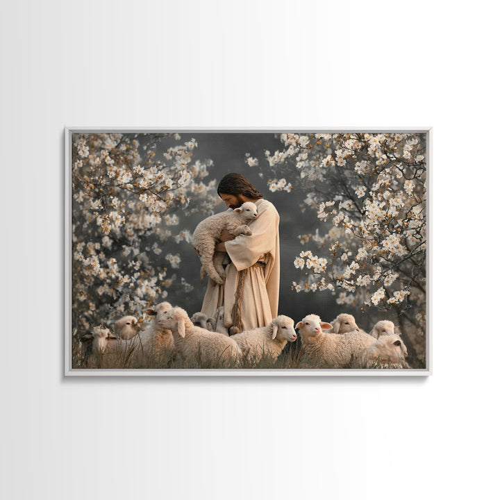Lamb Of Comfort, Framed Canvas Print, Jesus Painting, Christian Art Canvas, Christian Wall Art, Christian Gift, Modern Christian Art