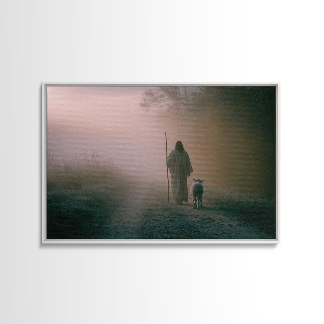 Autumn Shepherd Peace – Framed Canvas Print – Christian Decor – Christian Wall Art – Christian Art Canvas – Christmas Art – Jesus Painting