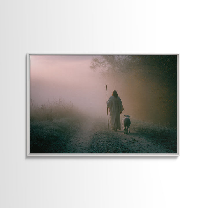 Autumn Shepherd Peace – Framed Canvas Print – Christian Decor – Christian Wall Art – Christian Art Canvas – Christmas Art – Jesus Painting