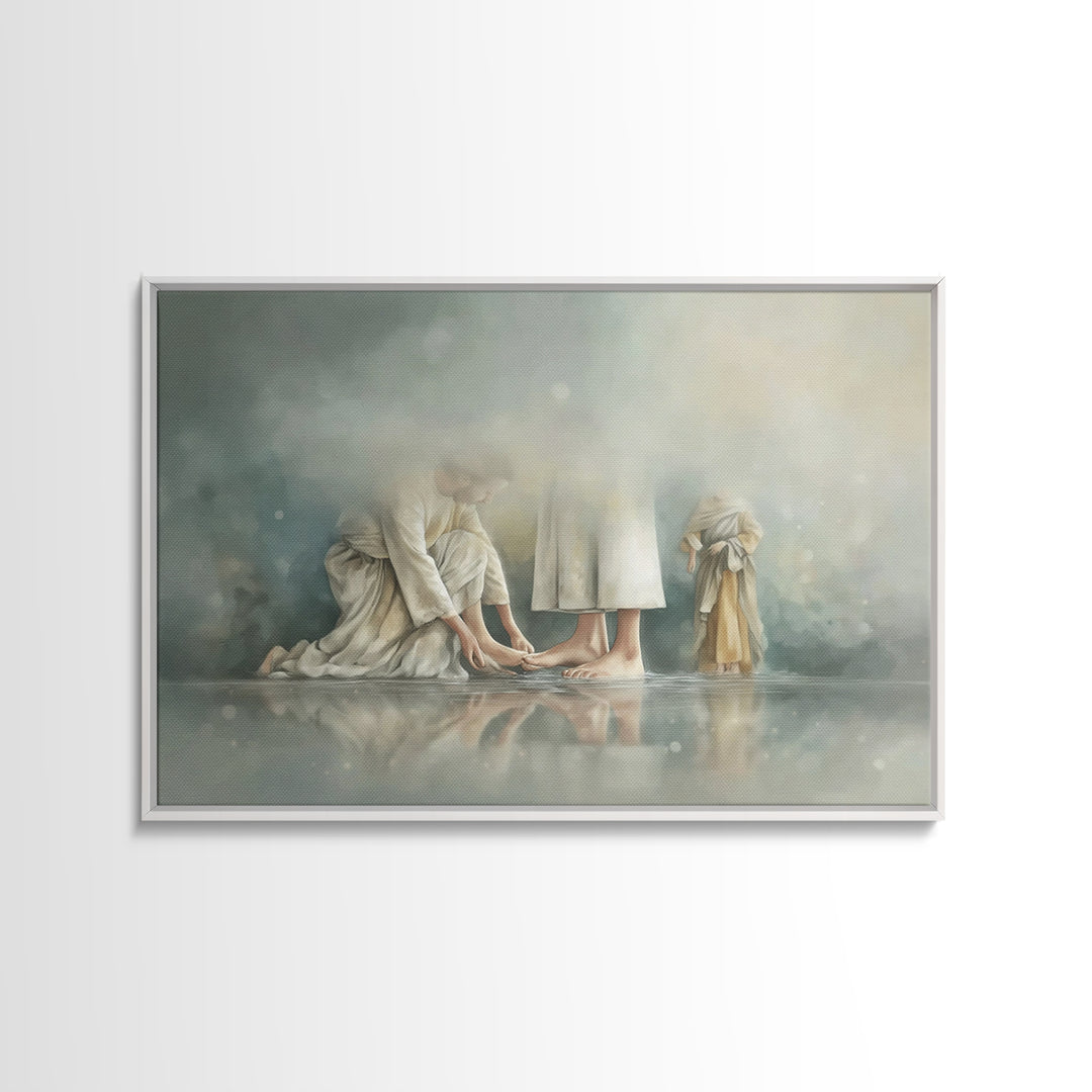 Footsteps Of Mercy, Framed Canvas Print, Christian Art Canvas, Moody Christian Art, Modern Christian Painting, Christian Wall Art, Christia