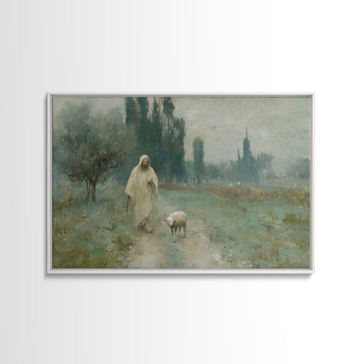 Twilight Shepherd Walk – Framed Canvas Print – Christian Christmas Art – Christian Art Canvas – Jesus Painting – Christian Wall Art – Chris