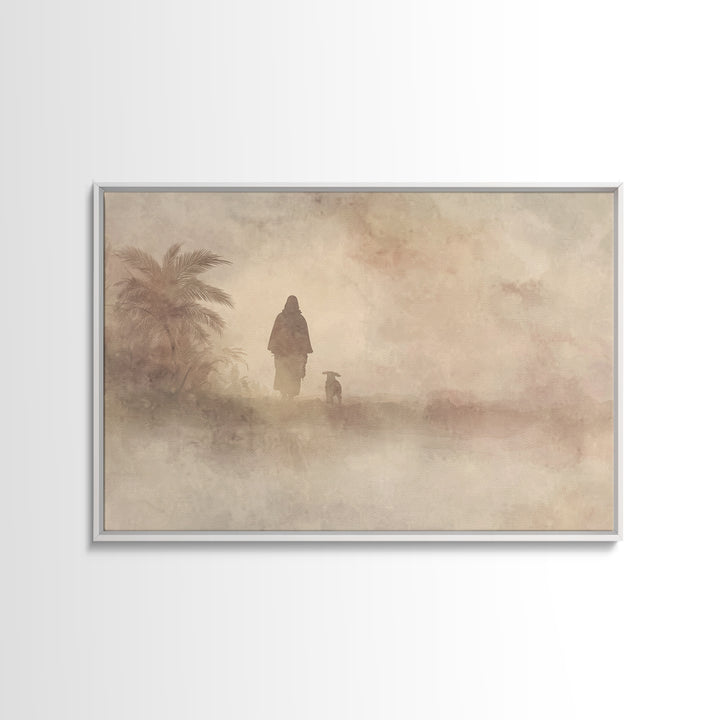Desert Morning Hope – Framed Canvas Print – Christian Art Canvas – Christian Christmas Art – Christian Wall Art – Jesus Painting – Christia