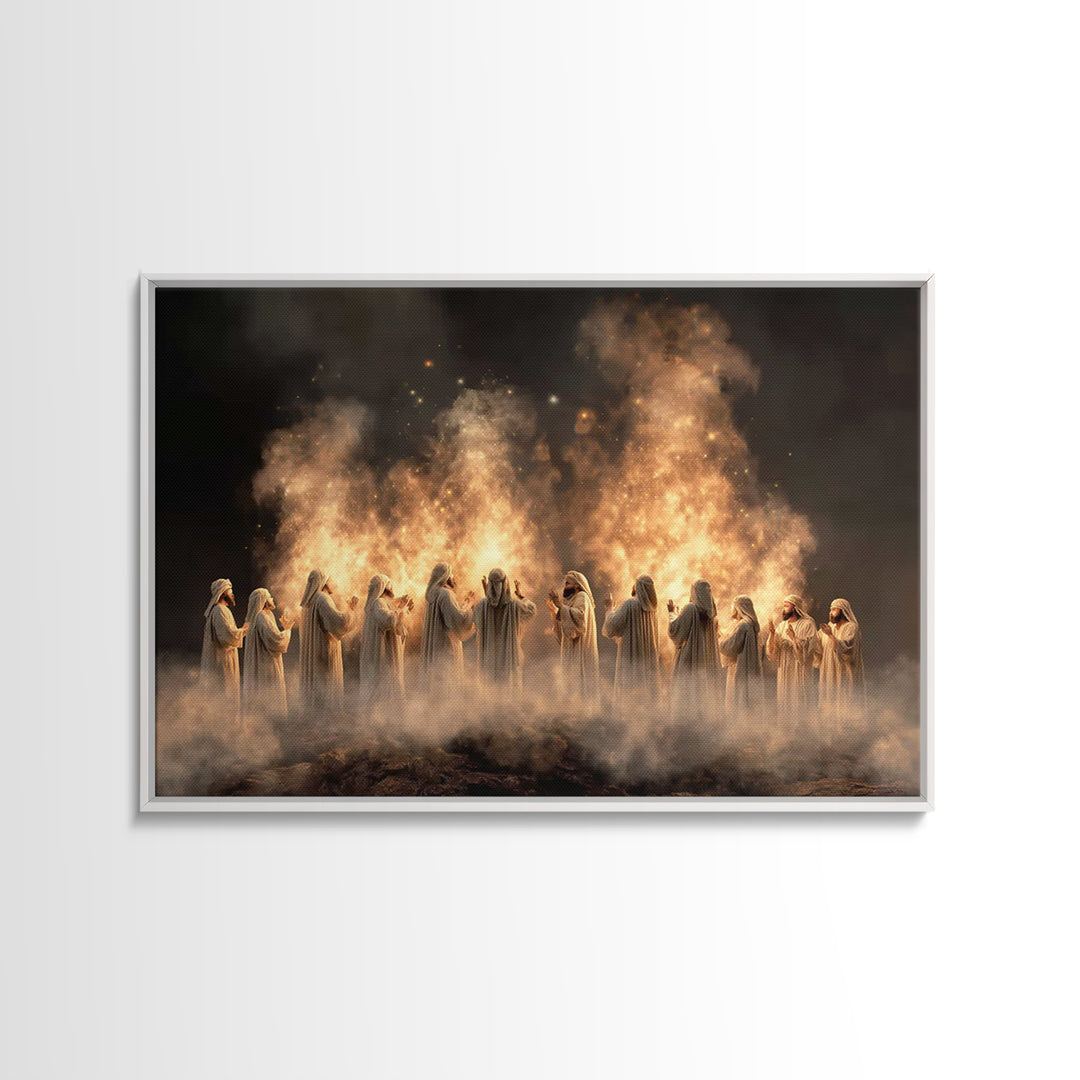 Tongues Of Glory – Framed Canvas Print – Christian Art Canvas – Christian Wall Art – Christian Christmas Art – Christian Art Gift – Christi