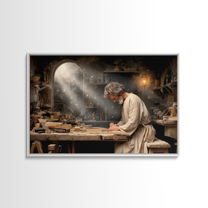 Shepherd’s Craft, Framed Canvas Print, Christian Art Canvas, Christian Wall Art, Jesus Painting, Moody Christian Art, Christian Gift, Chris