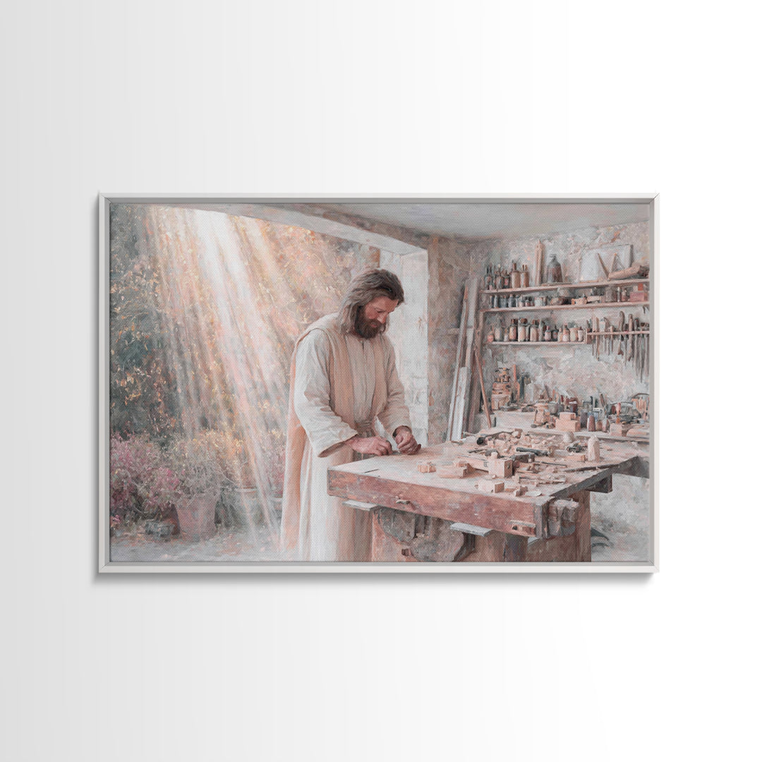 Radiant Artisan | Framed Canvas Print | Jesus Painting | Christian Wall Art | Christian Art Canvas | Modern Christian Painting | Christian