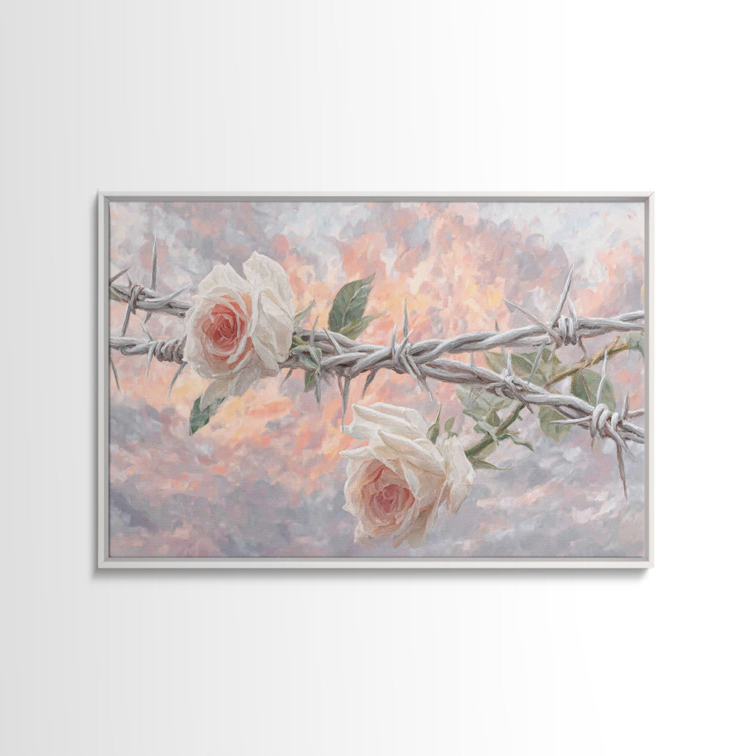 Roses Of Redemption – Framed Canvas Print – Christian Wall Art – Christian Art Canvas – Moody Christian Art – Christian Christmas Art – Mod