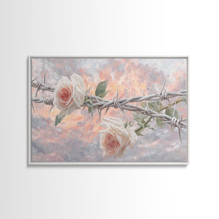 Roses Of Redemption – Framed Canvas Print – Christian Wall Art – Christian Art Canvas – Moody Christian Art – Christian Christmas Art – Mod