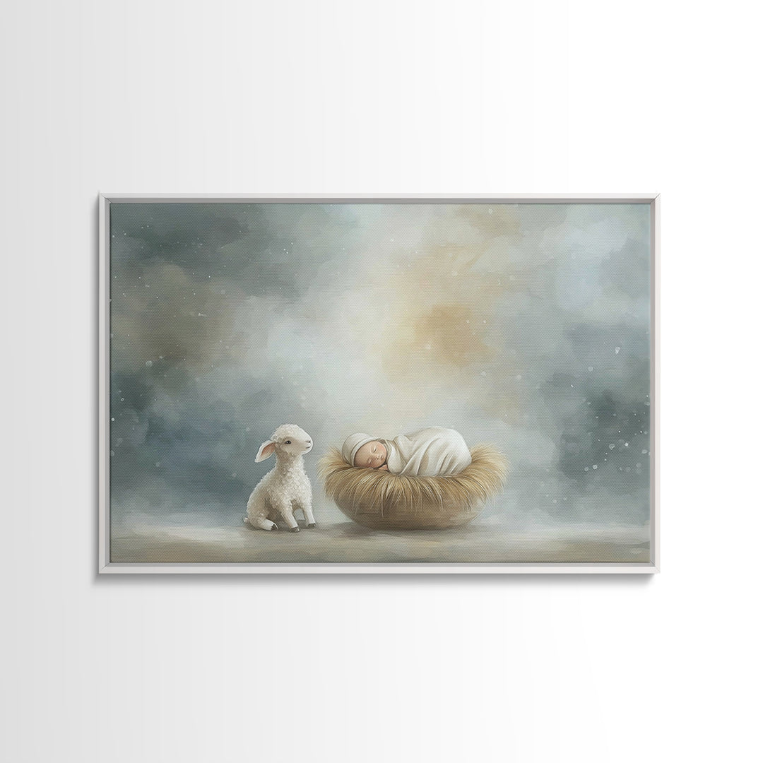 Heaven’s Cradle – Framed Canvas Print – Christian Christmas Art – Christian Wall Art – Christian Art Canvas – Modern Christian Art – Christ