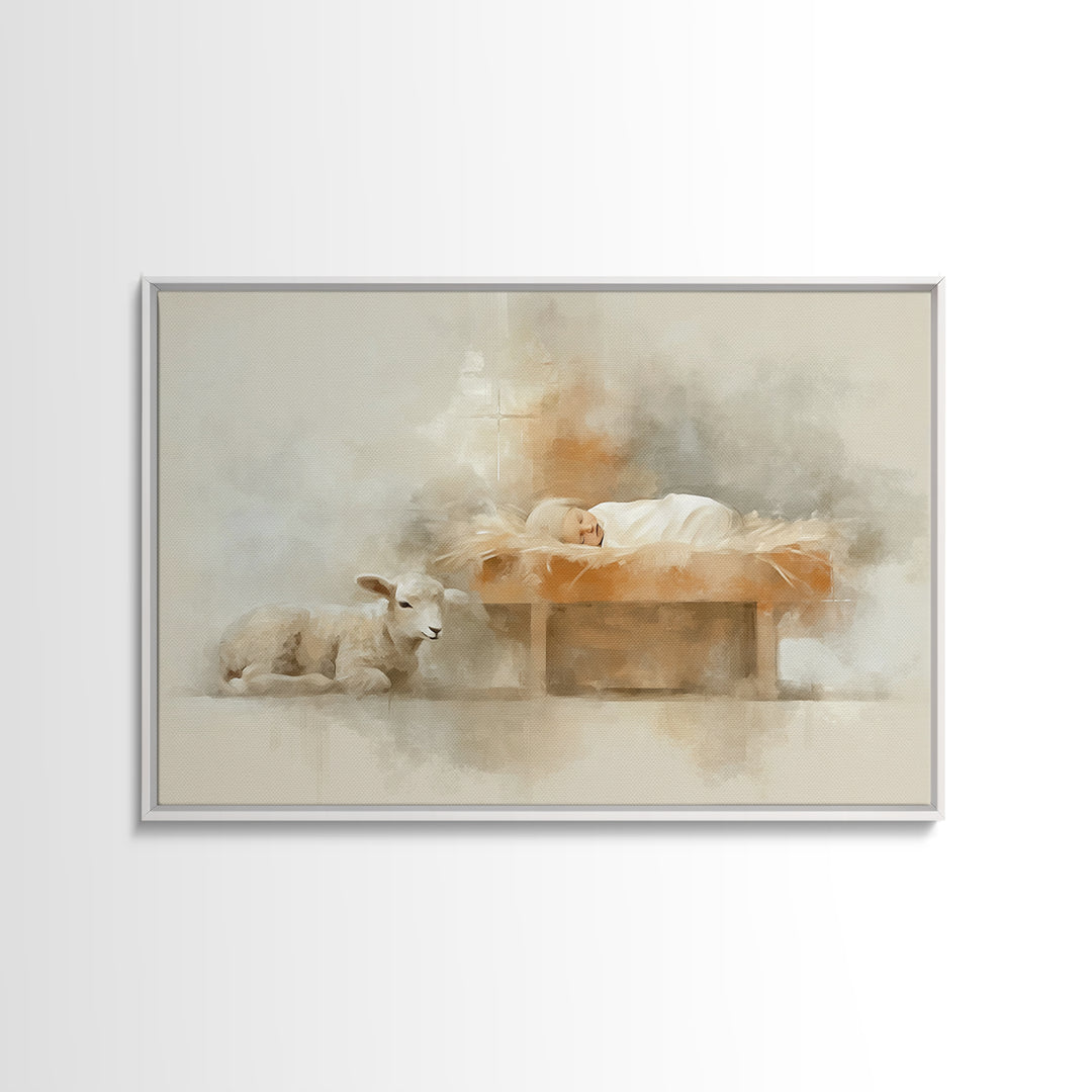 Peaceful Arrival – Framed Canvas Print – Christian Wall Art – Christian Art Canvas – Minimalist Christian Art – Christian Christmas – Chris