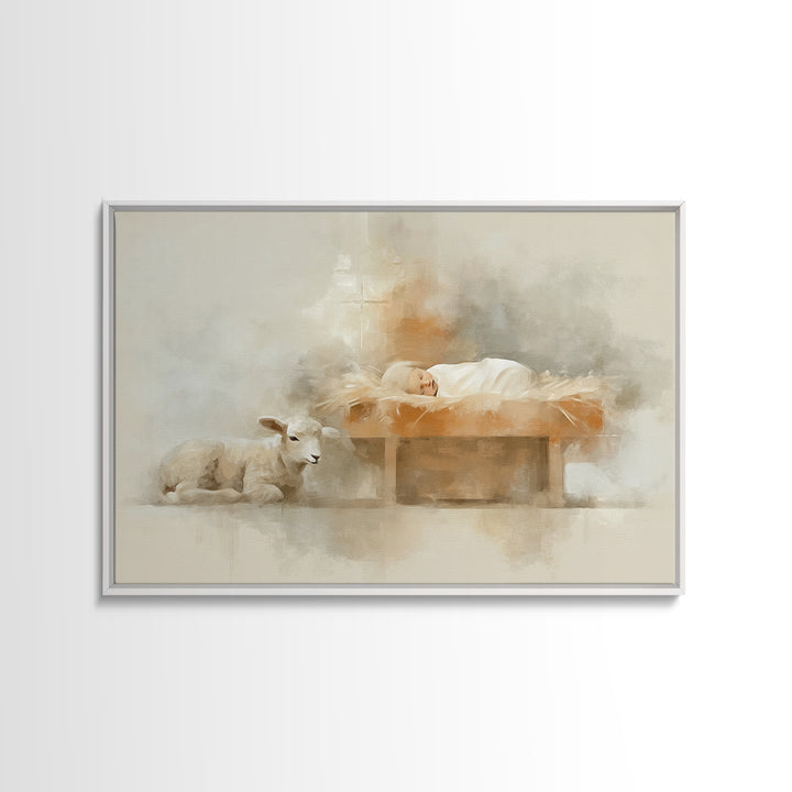 Peaceful Arrival – Framed Canvas Print – Christian Wall Art – Christian Art Canvas – Minimalist Christian Art – Christian Christmas – Chris