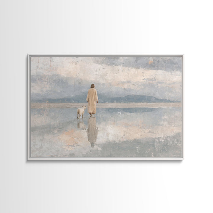 Peaceful Horizon Path – Framed Canvas Print – Christian Art Print – Christian Wall Art – Jesus Painting – Minimalist Christian Art – Christ