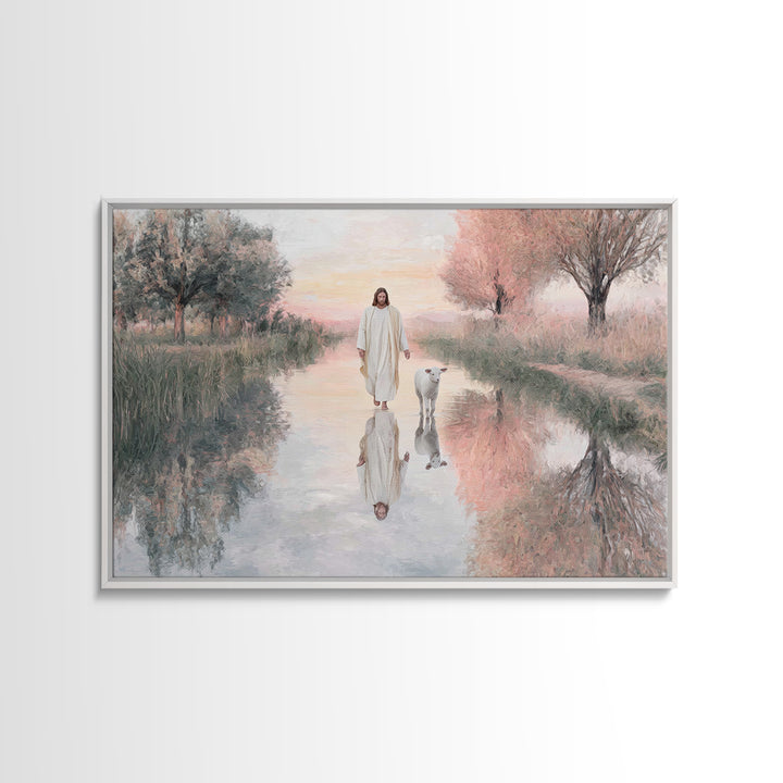 Calm Pasture Journey – Framed Canvas Print – Christian Wall Art – Christian Art Canvas – Jesus Painting – Subtle Christian Art – Christian