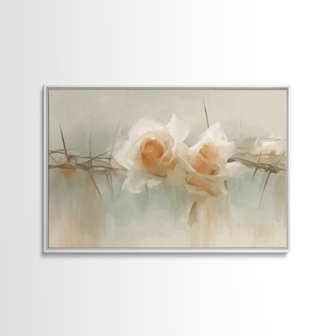 Roses Of Mercy – Framed Canvas Print – Christian Art Prints – Christian Wall Art – Abstract Christian Art – Subtle Christian Art – Christia