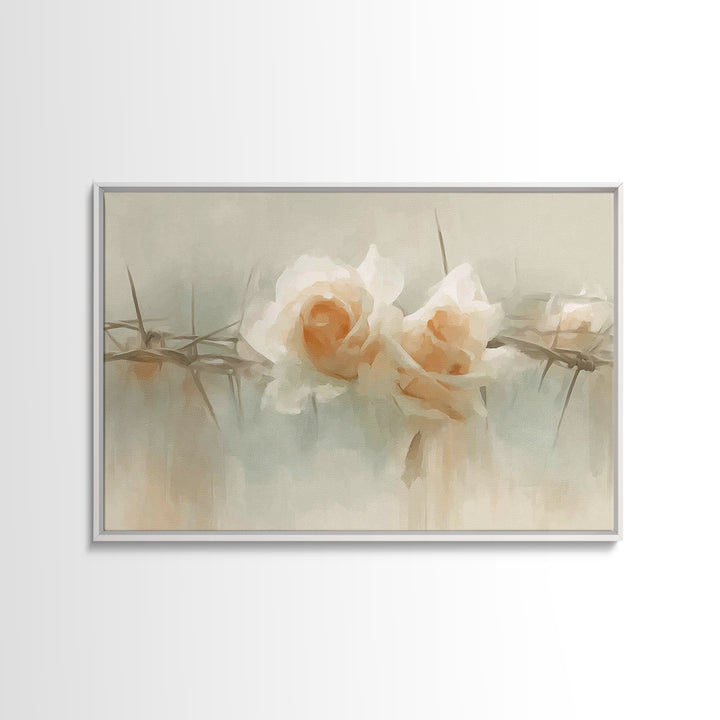 Roses Of Mercy – Framed Canvas Print – Christian Art Prints – Christian Wall Art – Abstract Christian Art – Subtle Christian Art – Christia