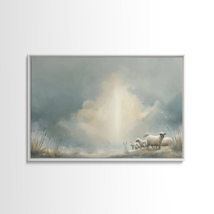 Light of the Meadow – Framed Canvas Print – Christian Wall Art – Christian Art Canvas – Jesus Painting – Vintage Christian Art – Christmas