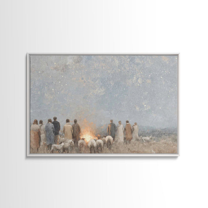 Starry Vigil Glow – Framed Canvas Print – Christian Wall Art – Christian Christmas Art – Christian Art Canvas – Modern Christian Art – Chri