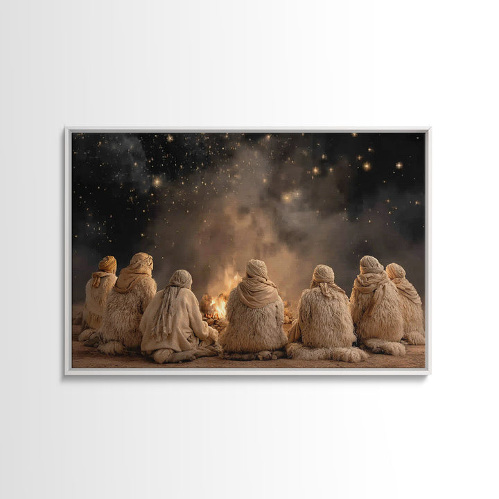 Shepherds In Wonder – Framed Canvas Print – Christian Wall Art – Christmas Art – Christian Christmas Art – Jesus Painting – Christian Art C