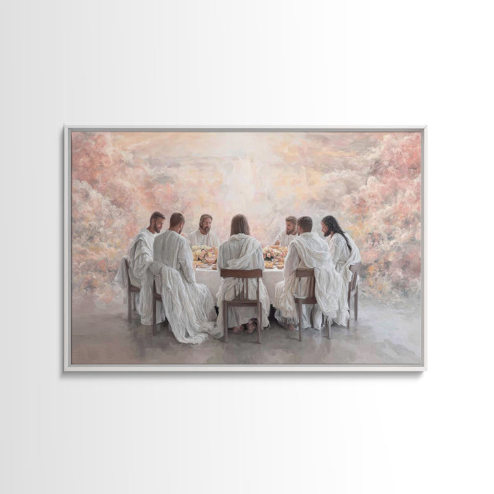 Heavenly Supper Light | Framed Canvas Print | Christian Wall Art | Jesus Painting | Christian Art Canvas | Modern Christian Art | Christian
