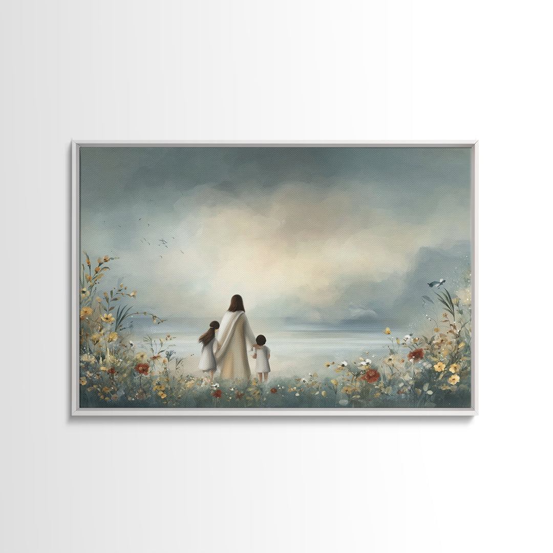 Gentle Path Hope | Framed Canvas Print | Christian Art Canvas | Christian Wall Art | Jesus Painting | Minimalist Christian Art | Christian