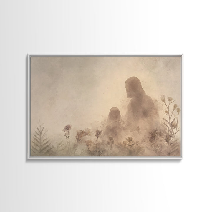 Sacred Silhouette Calm | Framed Canvas Print | Minimalist Christian Art | Christian Wall Art | Christian Art Canvas | Jesus Painting | Subt